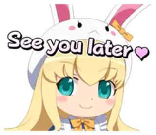 😊 See you later anime, girl, bunny, cute, goodbye, heart telegram sticker