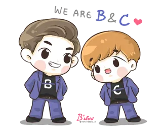 ❤ WE ARE B&C Hoạt hình, Dễ thương, Kawaii, Nhân vật, Tình bạn telegram sticker