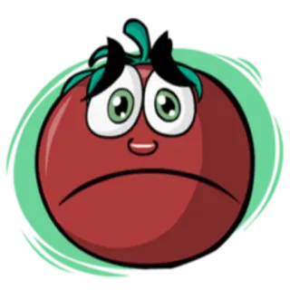 😕 tomat, sedih, buah, sayur, kartun, emoji whatsapp sticker