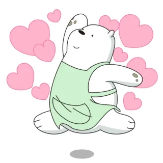 💗 Ice Bear We Bare Bears белый медведь, мы обычные медведи, медведь, мультфильм, фартук, сердечки, милый telegram sticker