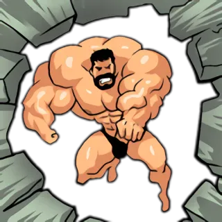 👊 umięśniony, mężczyzna, siła, kreskówka, silny, kulturysta telegram sticker