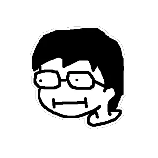 😐 Cartoon, Brille, Porträt, Gesicht, Person, Skizze whatsapp sticker