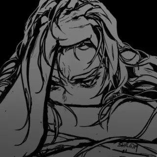 😵‍💫 绘画, 悲伤, 女人, 情感, 素描, 肖像 telegram sticker