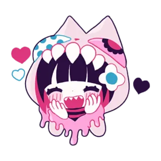 😊 Anime, Mignon, Monstre, Kawaii, Sticker, Coeur whatsapp sticker