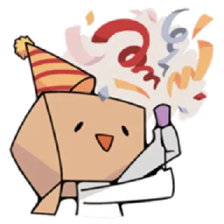 🎉 party, celebration, confetti, birthday, happy, box head, cartoon telegram sticker