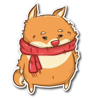 😒 dog, fox, scarf, cute, cartoon, animal, pet, winter telegram sticker
