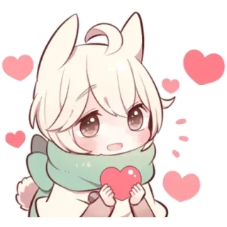 🥰 Chibi, Corazón, Lindo, Amor, Kawaii, Anime, Manga, Personaje telegram sticker