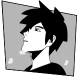 😌 อนิเมะ, ภาพเหมือน, ขาวดำ, ตัวละคร, ขาวดำ telegram sticker