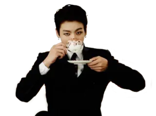 ☕️ tea, drinking, man, suit, cup telegram sticker