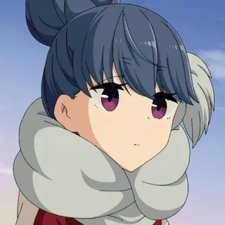 😶 Rin Shima Laid-Back Camp Anime, Garota, Fofa, Inverno, Yuru Camp, Rin Shima, Personagem, Mangá telegram sticker
