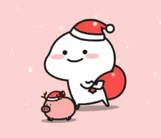 🚶‍♂ natal, topi santa, babi, kartun, imut, liburan whatsapp sticker