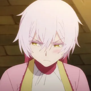 🧬 anime, girl, character, white hair, pink, serious, expression whatsapp sticker