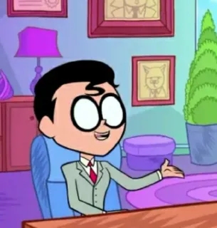 ✨ Robin Teen Titans Go! cartoon, personage, animatie, kantoor, pak telegram sticker