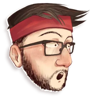 😱 男人, 脸, 肖像, 表情, 眼镜, 红色发带 telegram sticker