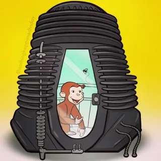 😄 Curious George Affe, Cartoon, Illustration, Neugieriger George, Animiert whatsapp sticker