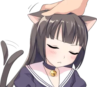 ☺️ Anime, Katzenmädchen, Neko, Kopf tätscheln, Süß, Kawaii, Manga telegram sticker