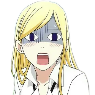 😰 аниме, в шоке, девушка, блондинка, выражение лица whatsapp sticker