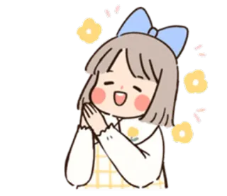 🥰 Kartun, Lucu, Gadis, Senang, Riang, Ceria whatsapp sticker