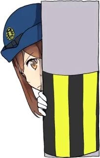 👀 アニメ, 女の子, 警察, 制服, 隠れる whatsapp sticker