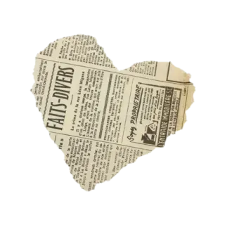 🤩 FAITS-DIVERS newspaper, heart, vintage, collage, paper, french telegram sticker