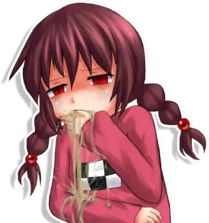 🤮 อนิเมะ, อ้วก, ป่วย, อาเจียน, ไม่สบาย, ผู้หญิง, การ์ตูน telegram sticker