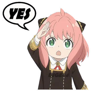 👍 Anya Forger Spy x Family YES Anime, Anya Forger, Spy x Family, Ja, Süß, Cartoon, Salutieren telegram sticker