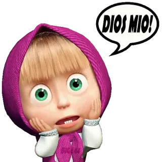✝️ Masha Masha and the Bear DIOS MIO! dibujo animado, impactado, exclamación, niño telegram sticker