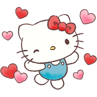 🥰 Hello Kitty hello kitty, kawaii, serca, sanrio, słodkie, kreskówka, naklejka telegram sticker