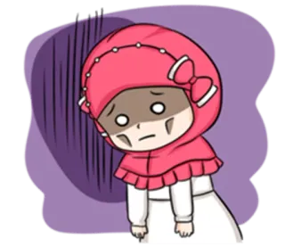 😔 smutny, hidżab, dziewczyna, kreskówka, zdenerwowany, muzułmanin telegram sticker
