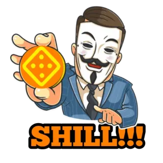 👍 SHILL!!! Шилл, Аноним, Маска, Мужчина, Наклейка, Гай Фокс telegram sticker