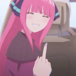 🙂 anime, garota, cabelo rosa, dedo do meio, ofensivo telegram sticker