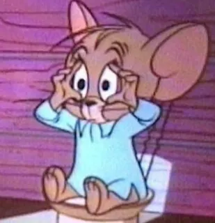 👀 Jerry Mouse Tom and Jerry cartoon, mouse, funny, jerry, worried, scared, anxious telegram sticker