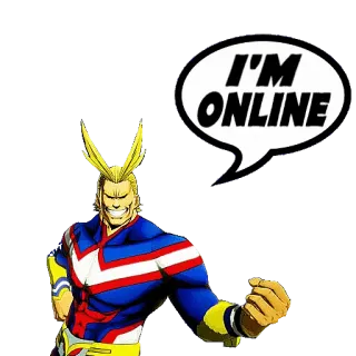 👾 All Might My Hero Academia I'M ONLINE anime, hero, online, speech bubble, manga telegram sticker