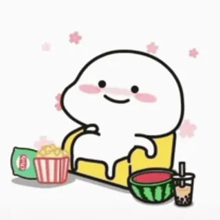😂 Desenho animado, Fofo, Kawaii, Lanches, Comida, Pipoca, Melancia, Chá de boba whatsapp sticker
