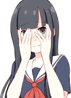 😳 อนิเมะสาว, ขี้อาย, ซ่อน, น่ารัก, ชุดนักเรียน telegram sticker