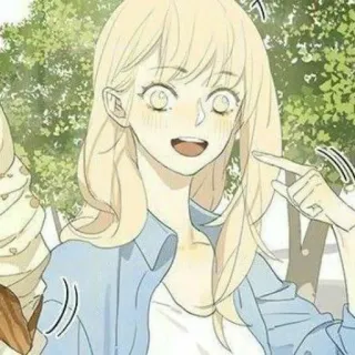 🌟 Frau, Cartoon, Figur, lächelnd, blond, Anime whatsapp sticker