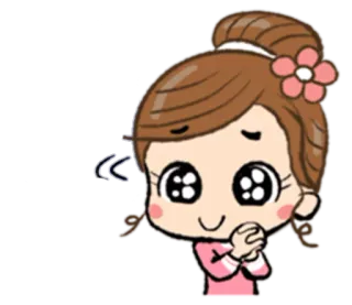 😻 mulher, fofo, desenho animado, menina, flor, laço, kawaii telegram sticker