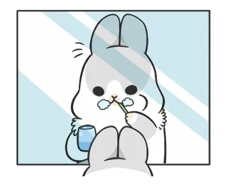 👅 kelinci, bunny, sikat gigi, pasta gigi, gosok gigi, lucu, kartun whatsapp sticker