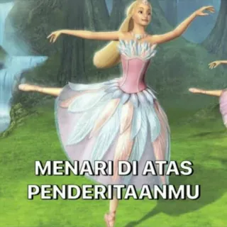 😆 MENARI DI ATAS PENDERITAANMU menari, balerina, teks, motivasi, barbie telegram sticker