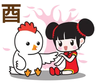 🐔 Huhn, Mädchen, Cartoon, süß telegram sticker