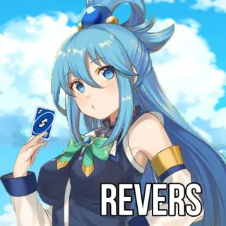 🖕 Aqua REVERS Anime, Kartu Uno Reverse, Rambut biru, Kartun, Meme telegram sticker