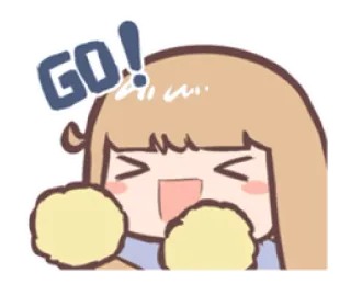 🤗 GO! Cheerleading, Encorajamento, Motivação, Pompons, Desenho animado, Garota, Animada, Apoio telegram sticker