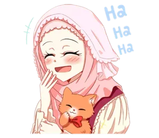 😆 Na Na Na Anime, Hijab, Süß, Katze, Sticker, Mädchen telegram sticker