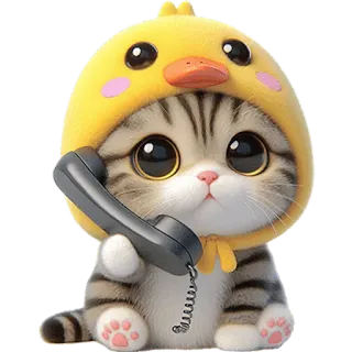 📞 cat, kitten, duck, animal, cute, phone, cartoon whatsapp sticker