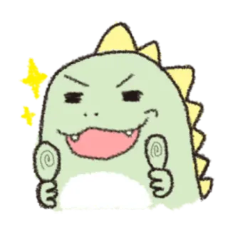 🎋 dinosaure, dessin animé, mignon, pouce levé, reptile, animal, mascotte telegram sticker