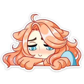 😫 anime, girl, cat ears, cute, laying down, cartoon, sad whatsapp sticker