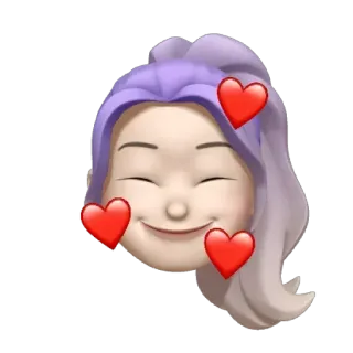 🥰 biểu tượng cảm xúc, trái tim, dễ thương, hình đại diện, tóc tím telegram sticker