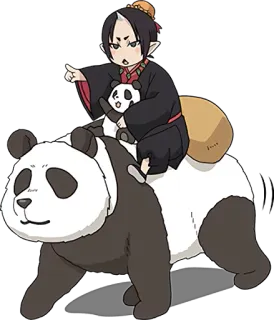 🐼 アニメ, パンダ, 漫画, キャラクター, 可愛い, 乗馬, 日本 telegram sticker