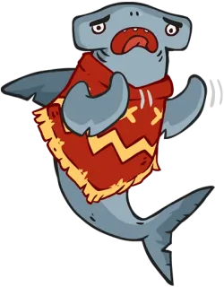 😨 shark, animal, cartoon, sad, ocean, sea telegram sticker