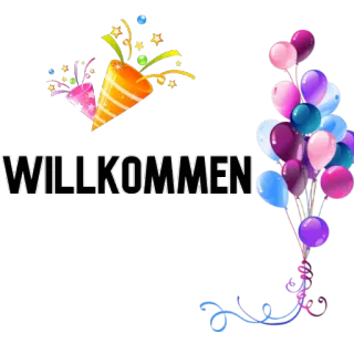 👋 WILLKOMMEN willkommen, ballons, konfetti, party, feier telegram sticker